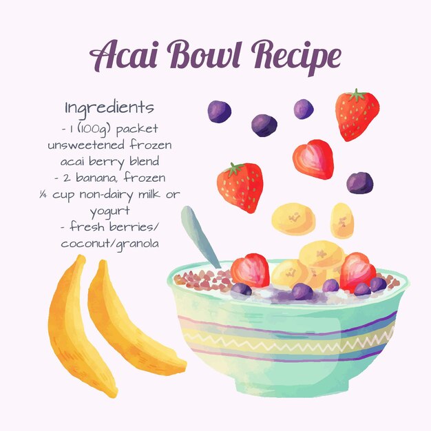 Concepto de receta de tazón de acai