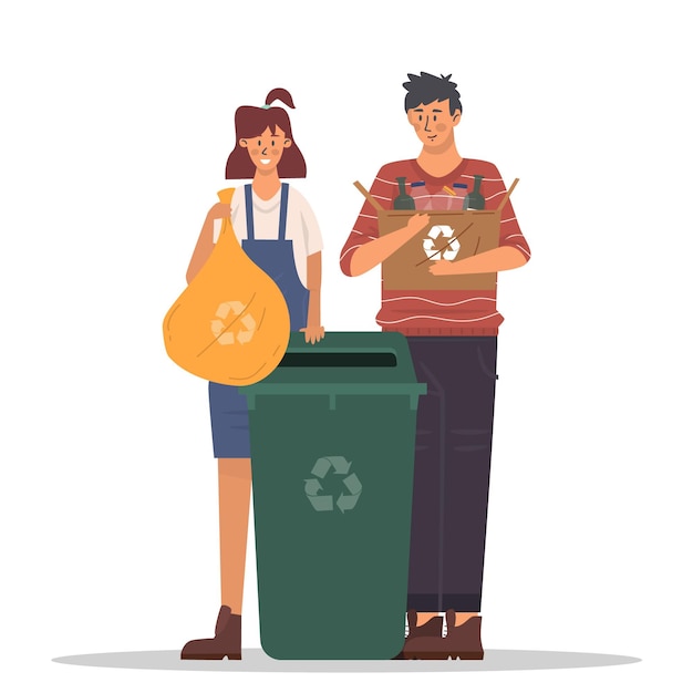 Vector gratuito concepto de reciclaje de personas