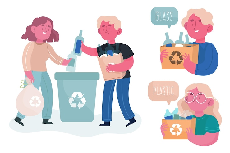 Vector gratuito concepto de reciclaje de personas