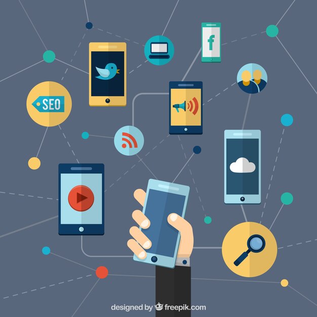 Concepto de red de medios sociales