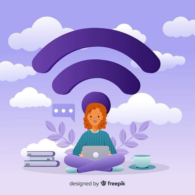 Concepto de red wifi en diseño plano