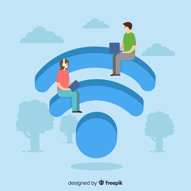 Concepto de red wifi en diseño plano