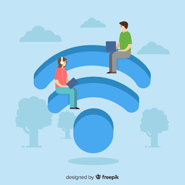 Concepto de red wifi en diseño plano