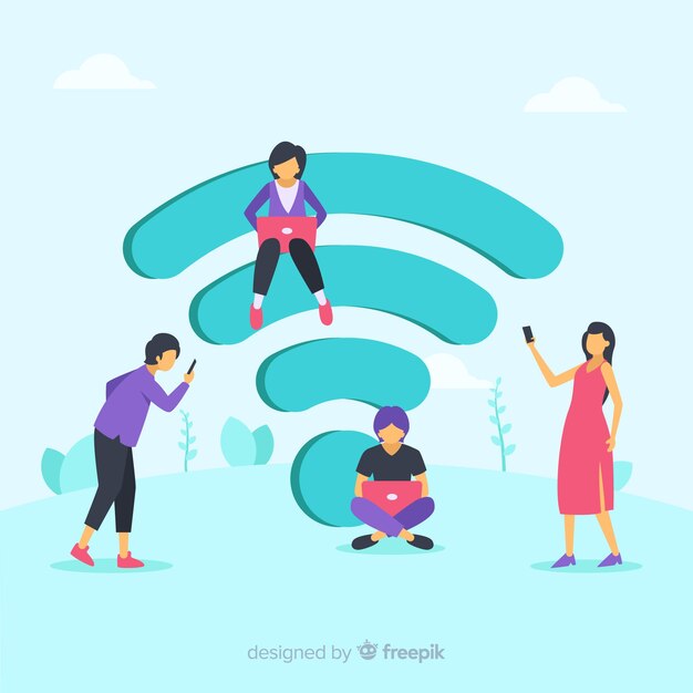 Concepto de red wifi en diseño plano