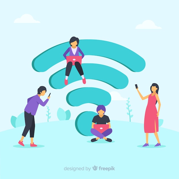 Concepto de red wifi en diseño plano
