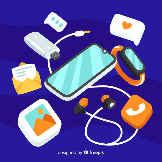 Concepto de redes sociales con teléfono inteligente y elementos