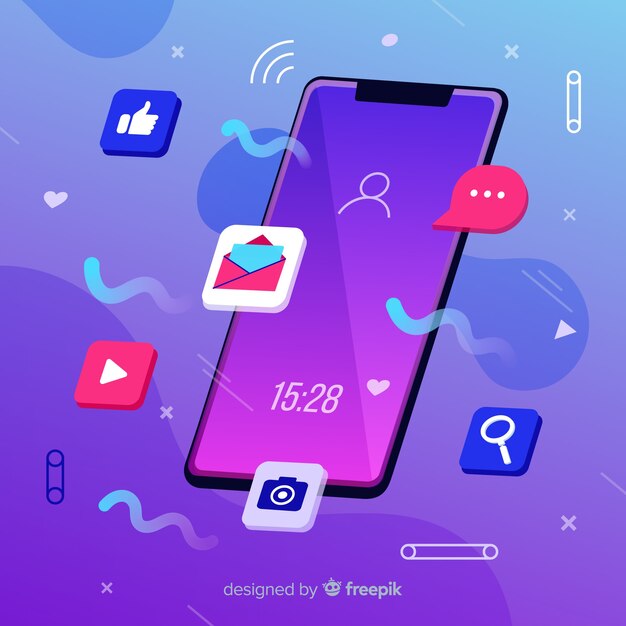 Concepto de redes sociales con teléfono móvil antigravedad