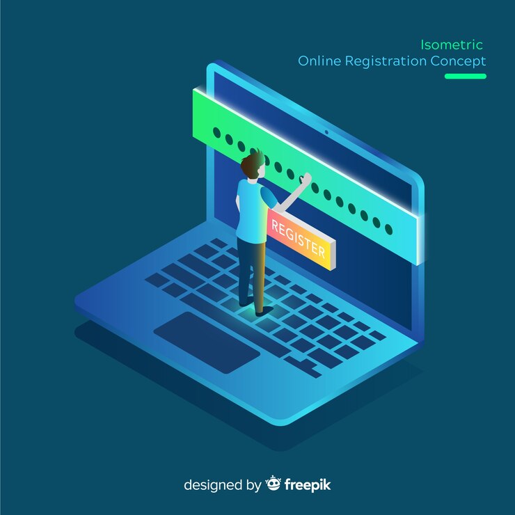 Vector gratuito concepto de registro online en isométrico