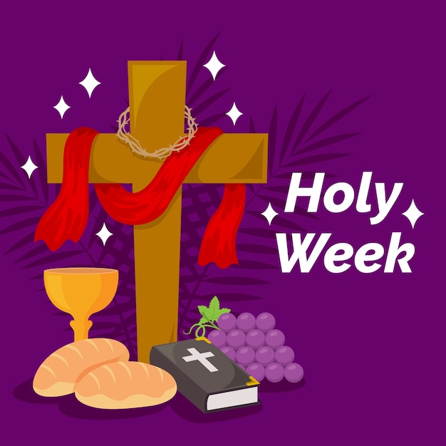 Concepto religioso de la semana santa de diseño plano