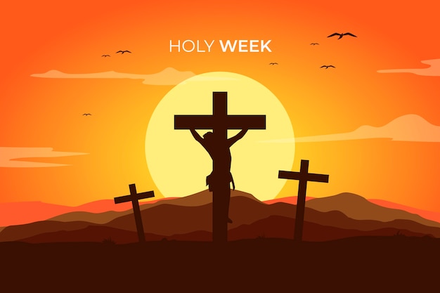 Vector gratuito concepto religioso de la semana santa de diseño plano