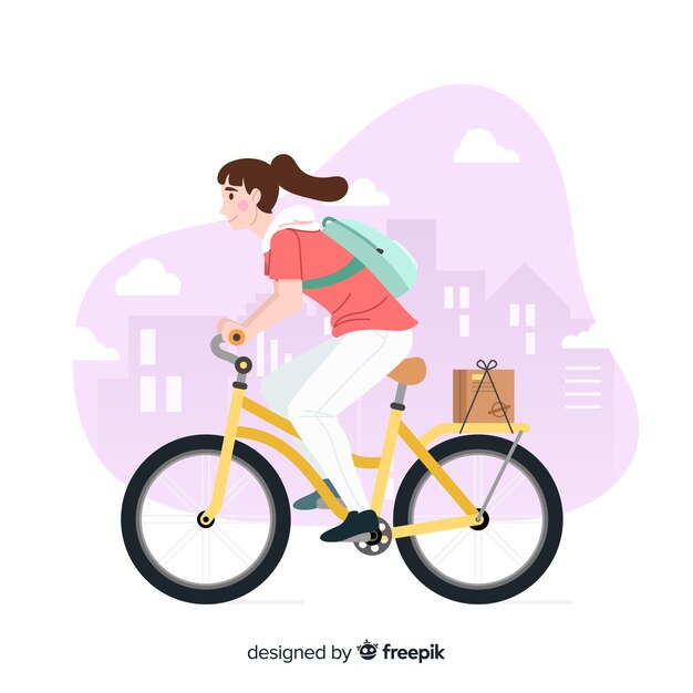 Concepto de reparto en bicicleta dibujado a mano