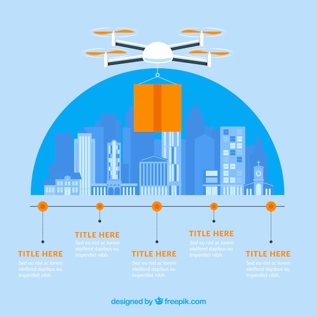 Vector gratuito concepto de reparto con drone moderno