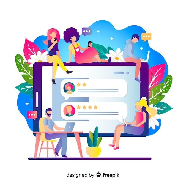 Vector gratuito concepto de reseñas para landing page