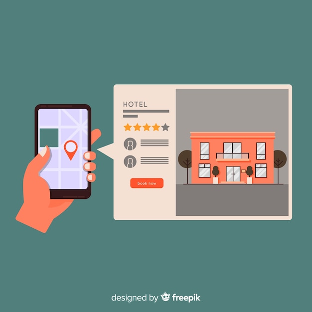 Concepto de reserva de hotel en estilo flat