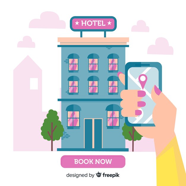 Concepto de reserva de hotel en estilo flat