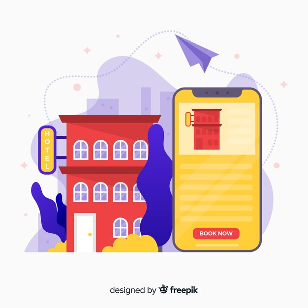 Concepto de reserva de hotel en estilo flat