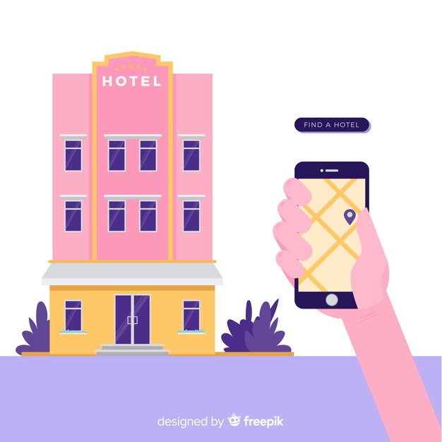 Concepto de reserva de hotel en estilo flat