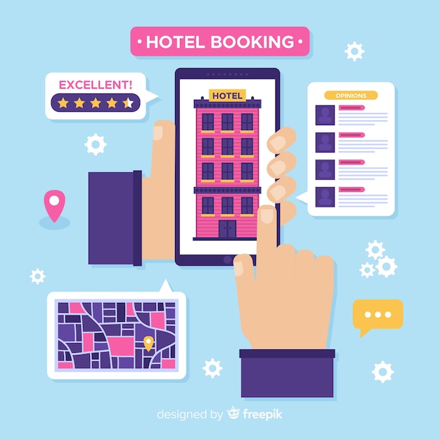 Concepto de reserva de hotel en estilo flat