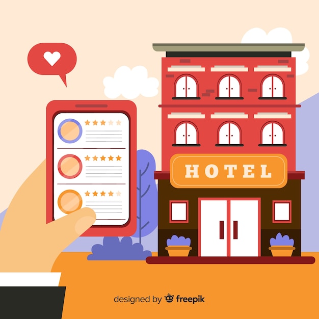 Concepto reserva de hotel plana