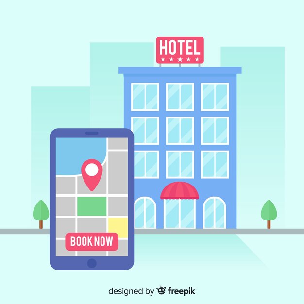 Concepto reserva de hotel plana
