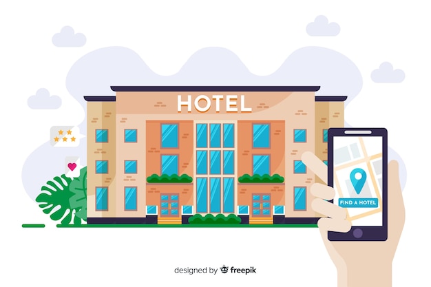 Concepto reserva de hotel plana