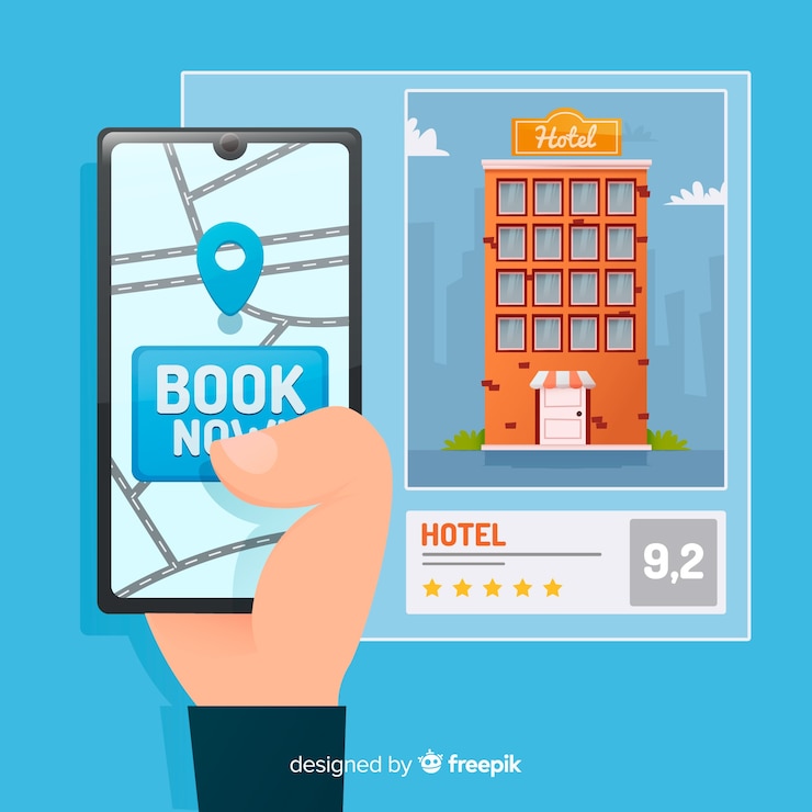 Vector gratuito concepto reserva de hotel plana