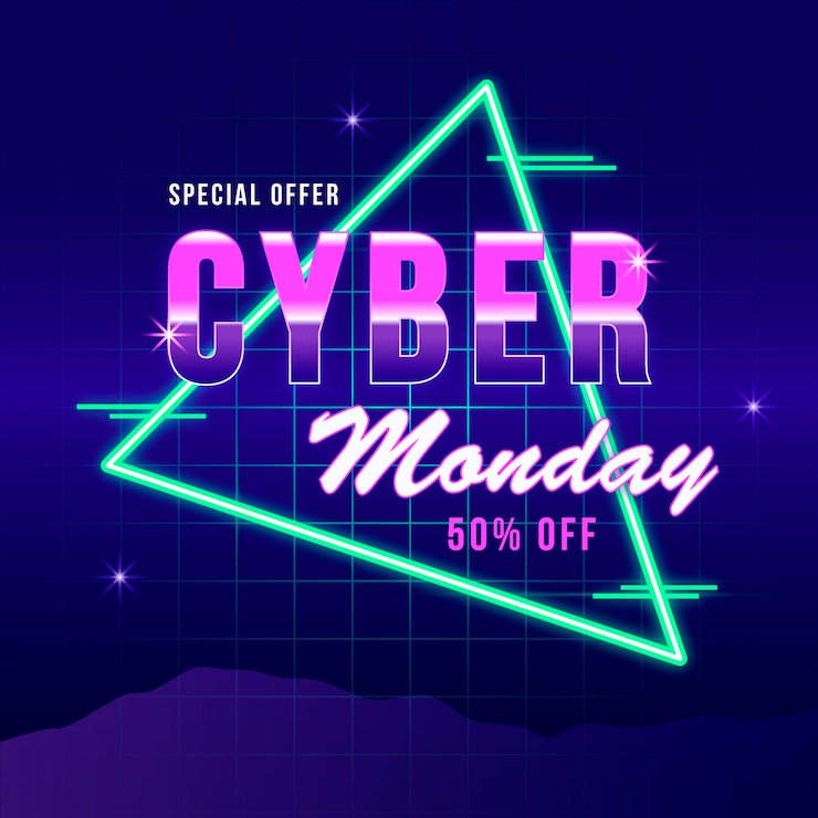 Vector gratuito concepto retro futurista cyber monday