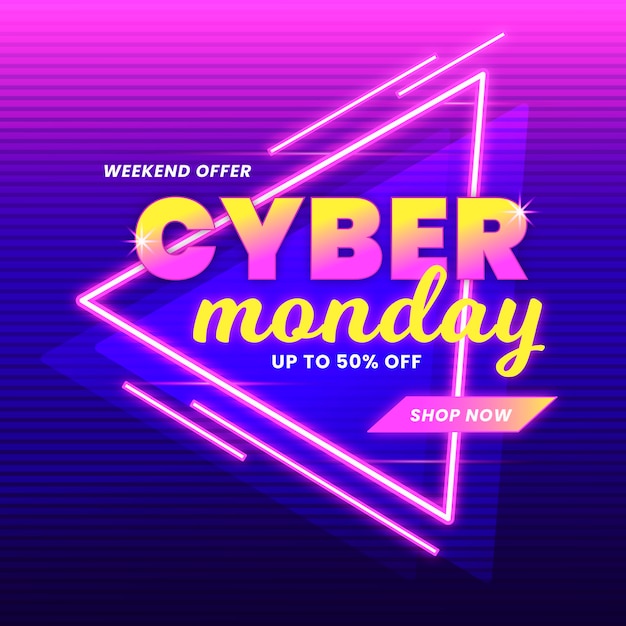 Concepto retro futurista cyber monday