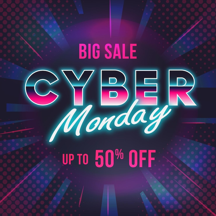 Vector gratuito concepto retro futurista cyber monday