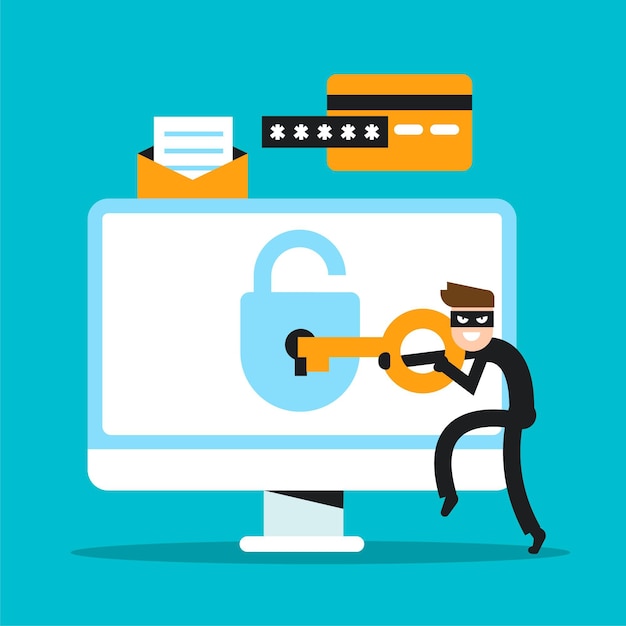 Concepto de robo de datos con piratería de personajes