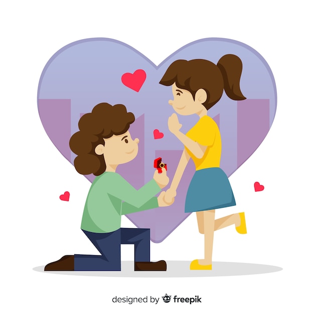 Vector gratuito concepto romántico de propuesta de matrimonio