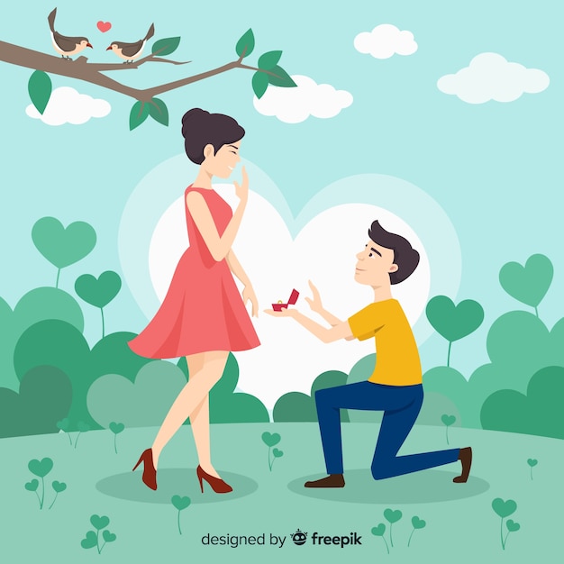 Vector gratuito concepto romántico de propuesta de matrimonio