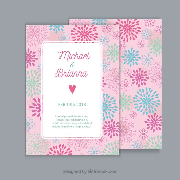 Concepto rosa de invitación de boda