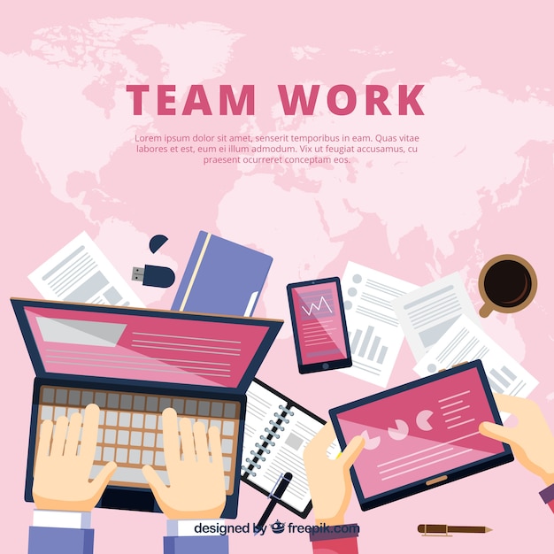 Vector gratuito concepto rosa de teamwork