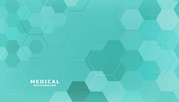 Concepto de salud médica fondo hexagonal en color turquesa