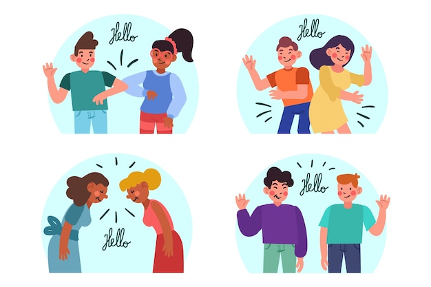 Concepto de saludos sin contacto