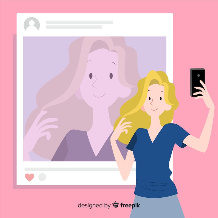 Vector gratuito concepto de selfie con ilustración de niña