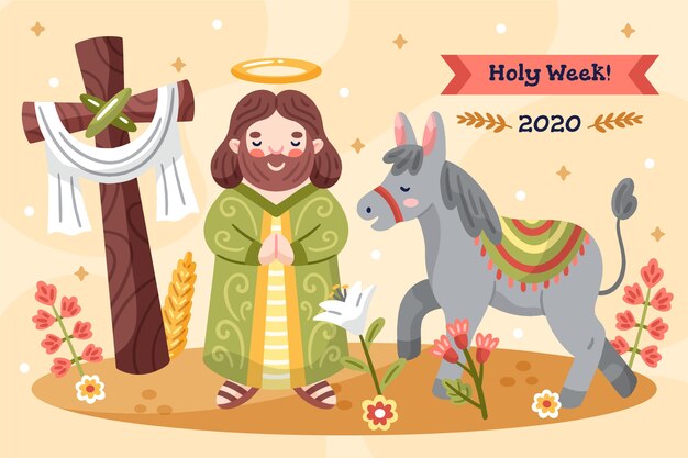 Concepto de semana santa dibujado a mano