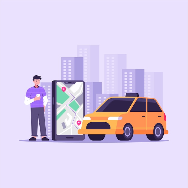 Concepto de servicio de aplicación de taxi