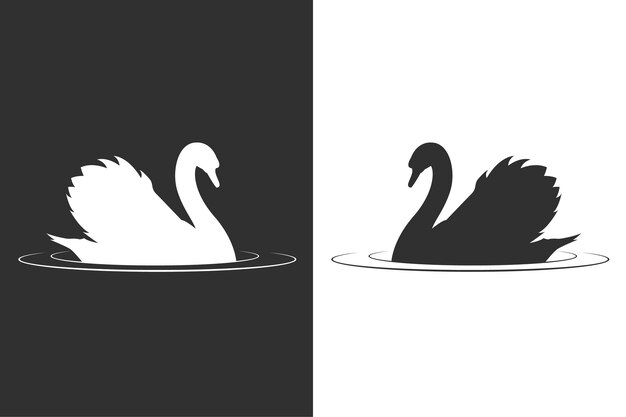 Concepto de silueta de cisne