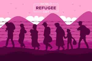 Vector gratuito concepto de silueta del día mundial de los refugiados