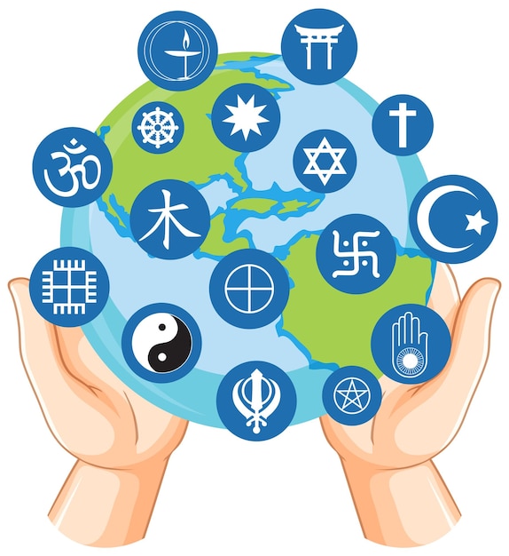 Vector gratuito concepto de símbolos de religión mundial