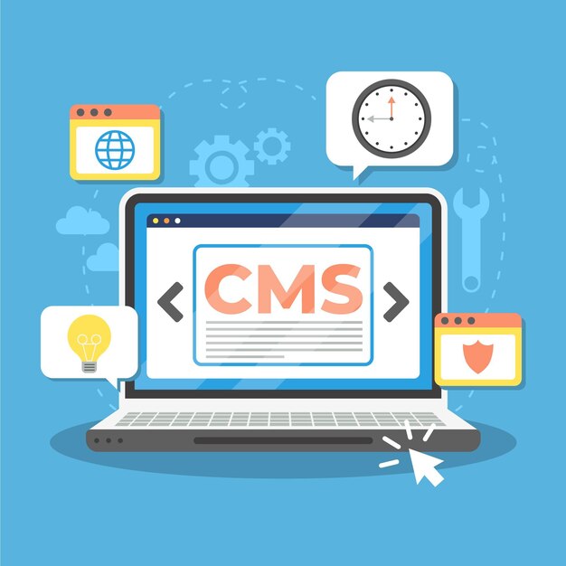 Concepto de sistema de gestión de contenido plano
