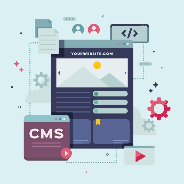 Concepto de sistema de gestión de contenido plano