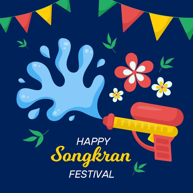 Concepto de Songkran en diseño plano