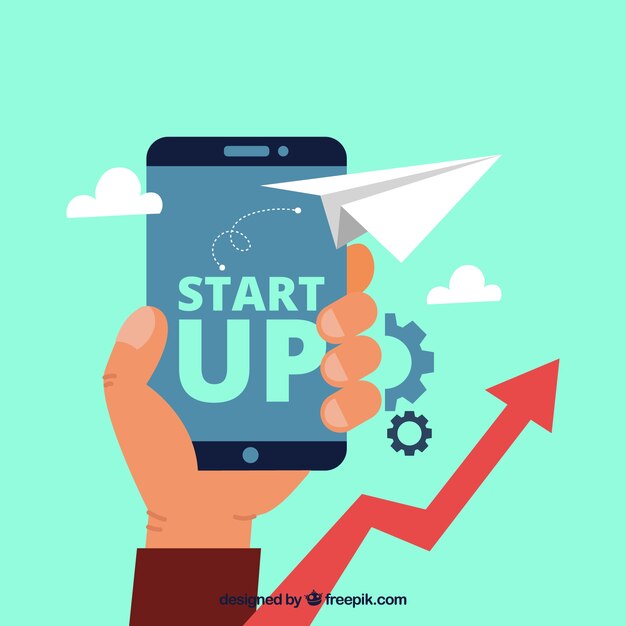 Concepto de start up con smartphone