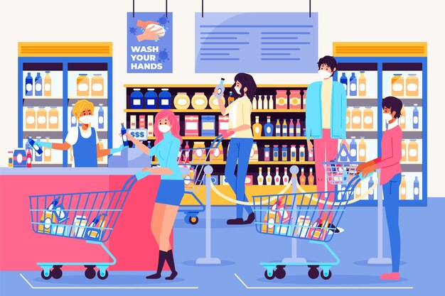 Concepto de supermercado Coronavirus