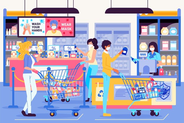 Concepto de supermercado Coronavirus