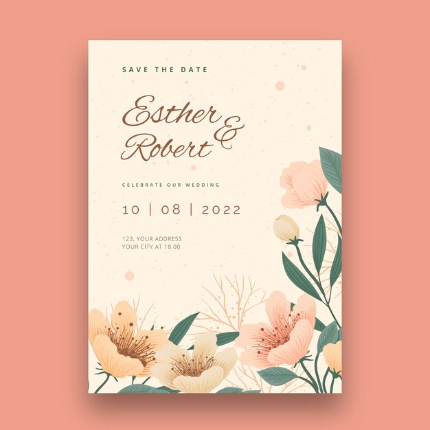 Concepto de tarjeta de boda floral