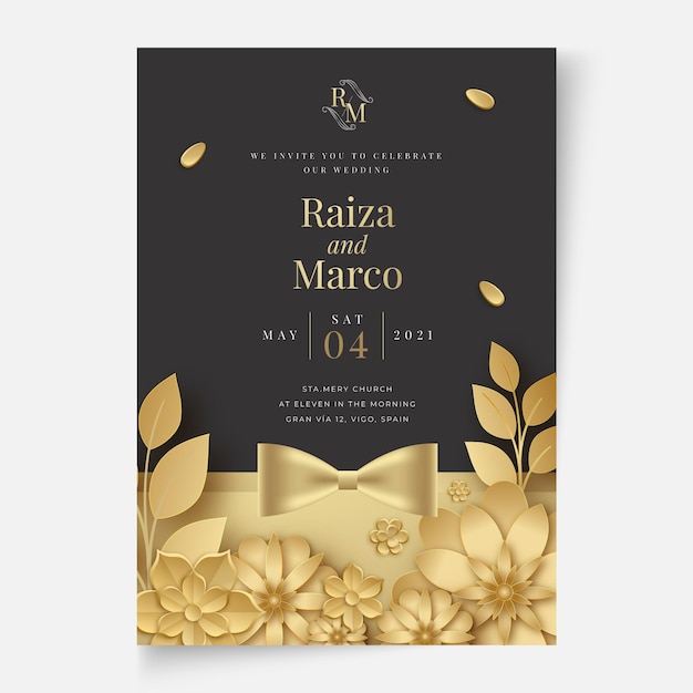 Vector gratuito concepto de tarjeta de boda floral